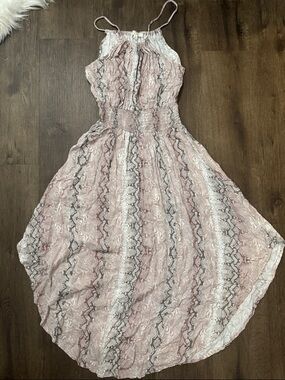 Pink Snake Print Halter Maxi Dress